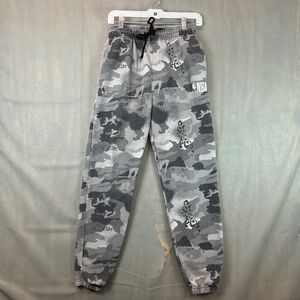 NBA Licensed Men's Small Camo Jogger Sweatpants NBA Logo Black Gray Fleece